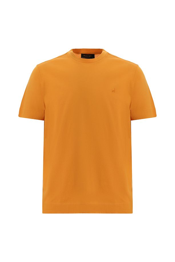 Bisiklet Yaka Regular Fit Nakışlı Merserize Pamuk Tişört - 1