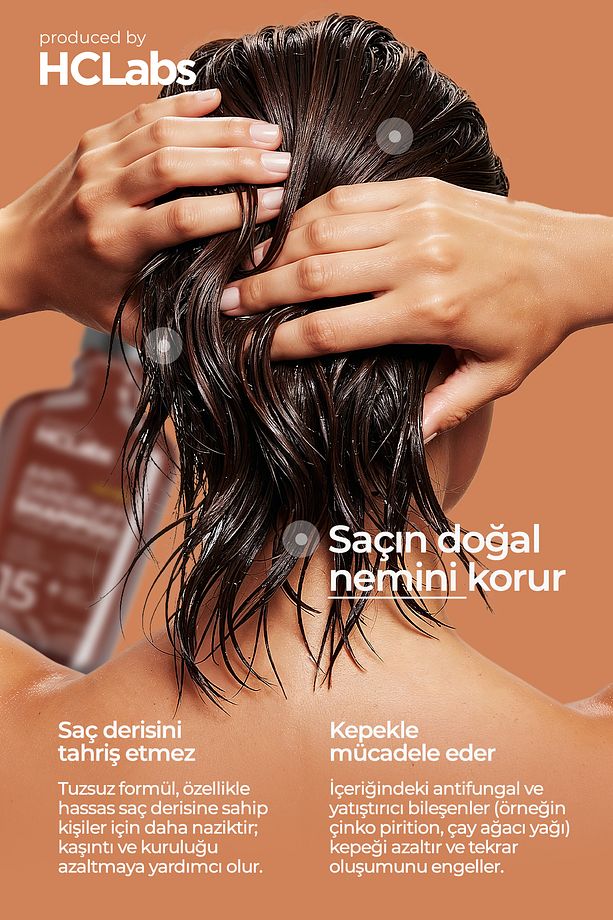 Anti Dandruff Kepek Karşıtı 15 Aktif Içerikli Tuzsuz Şampuan 250 ml - 3