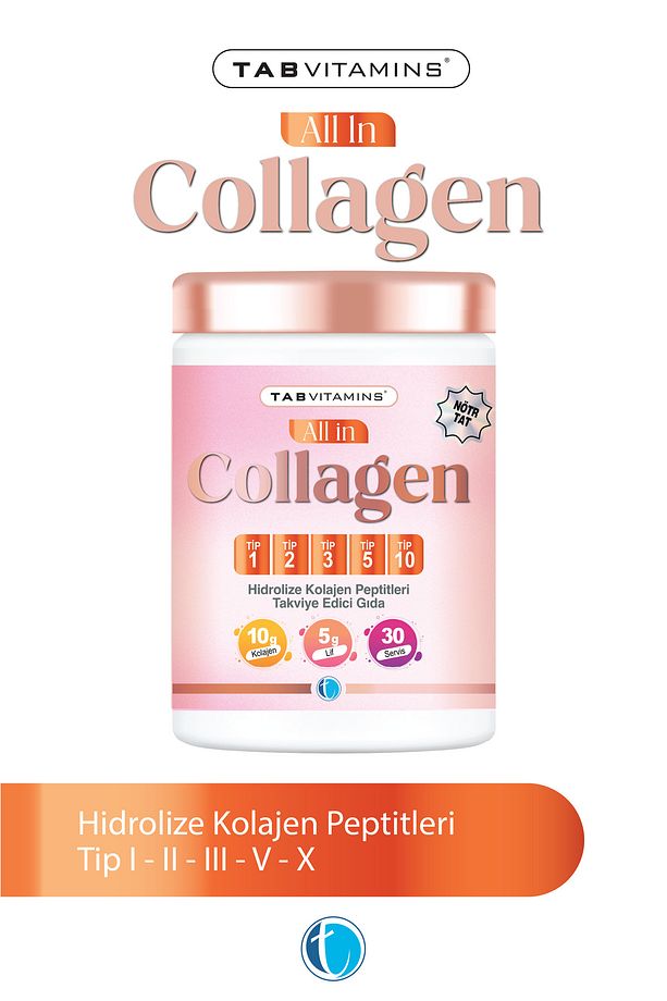 All in Collagen 30 Servis Aromasız Hidrolize Kolajen Peptitleri Tip 1 Tip 2 Tip 3 Tip 5 Tip 10 - 1