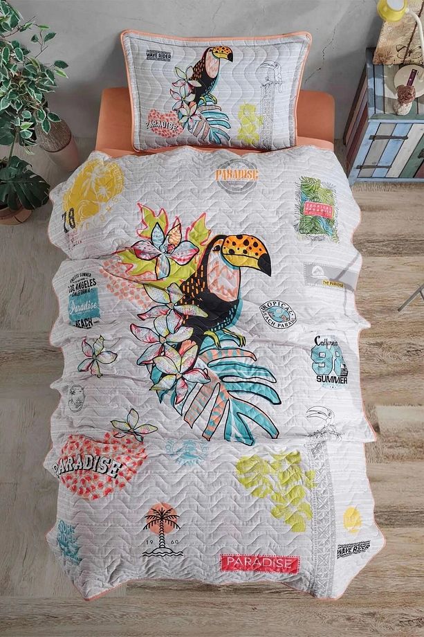 Ranforce Yatak Örtüsü Tek Kişilik Paradise V1 Somon - 1