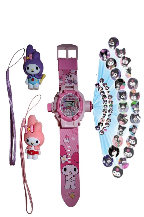 Kuromi My Melody Projeksiyonlu Saat 24 Farklı Karakter Yansıtma - 1