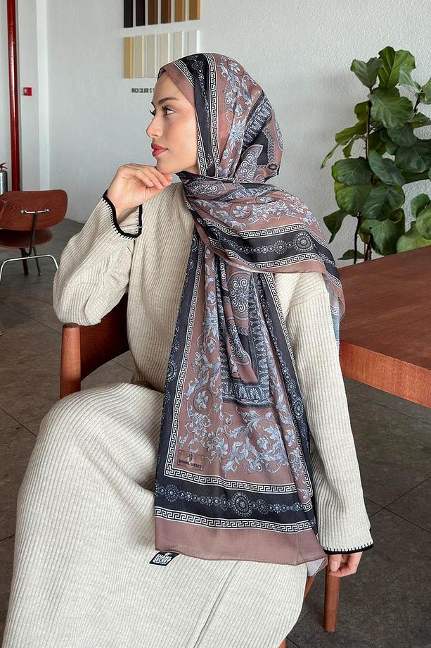 Versa Desen Pamuk Şal Soft Kahve - 4