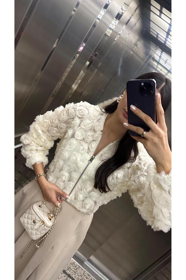 3 Boyutlu Krem Ceket - 7