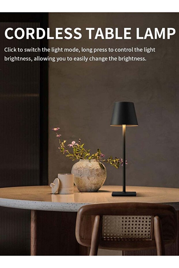 مصباح طاولة Onelight Led قابل لإعادة الشحن بارتفاع قدم، إضاءة ثلاثية الألوان لا نهائية