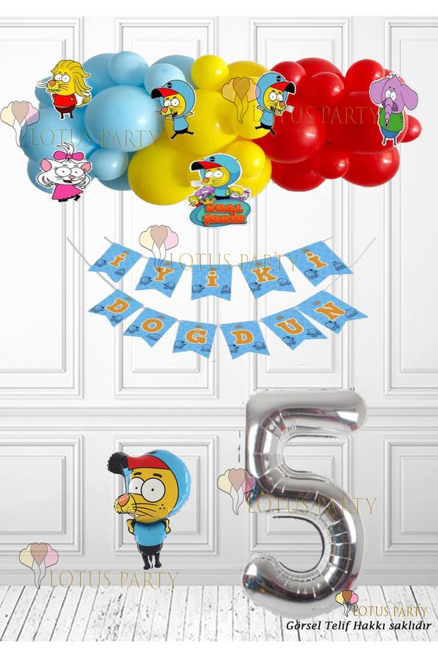 5 Year Old Licensed King Şakir Birthday Party Set King Şakir Foil Balloon King Şakir Special Cut Ornaments