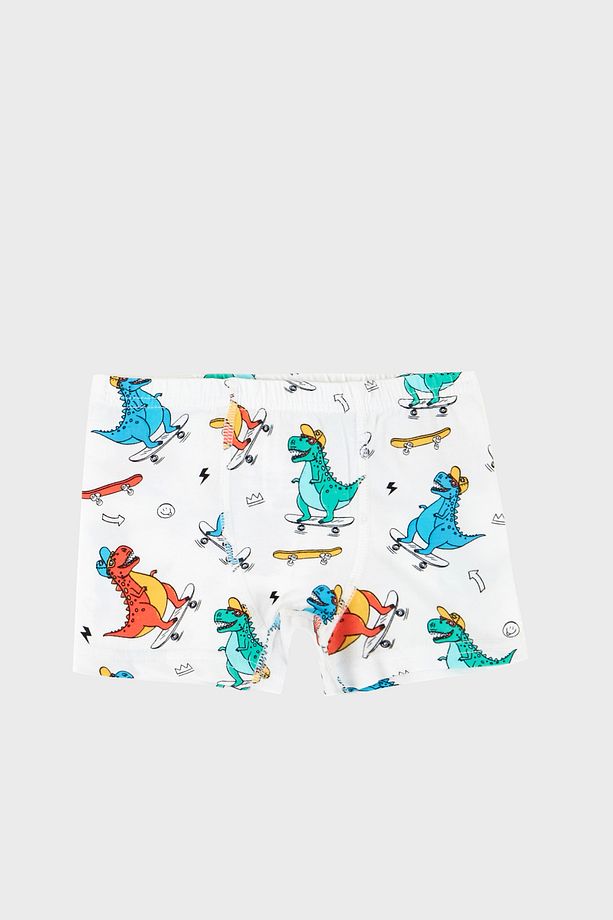 Desenli Streç Pamuklu 5 Li Paket Boxer Erkek Çocuk Boxer 6651005dıno - 6