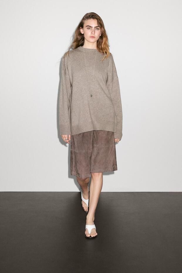 %100 kaşmir oversize triko kazak - 1