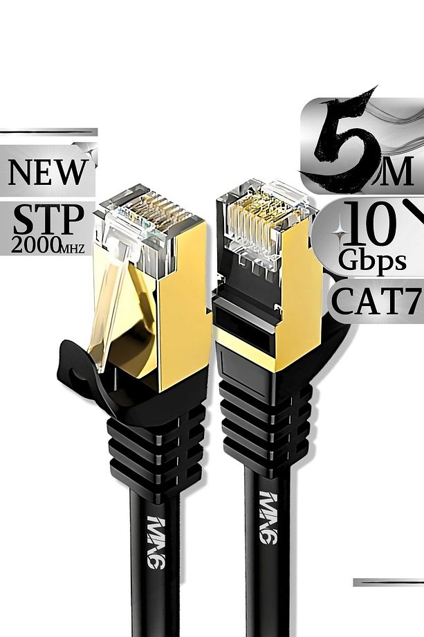 M109f Cat7 Kablo 5 Metre/10gbps-50 Mikron Altın Kaplama/stp/cat7 Ethernet Kablosu - 1