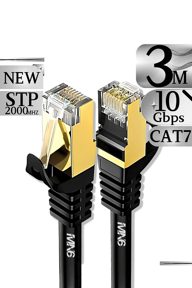 M109f Cat7 Kablo 3 Metre/10gbps-50 Mikron Altın Kaplama/stp/cat7 Ethernet Kablosu - 1