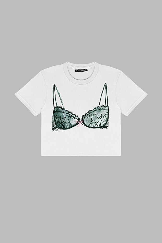 Bow Bikini Printed White Crop Top - 2