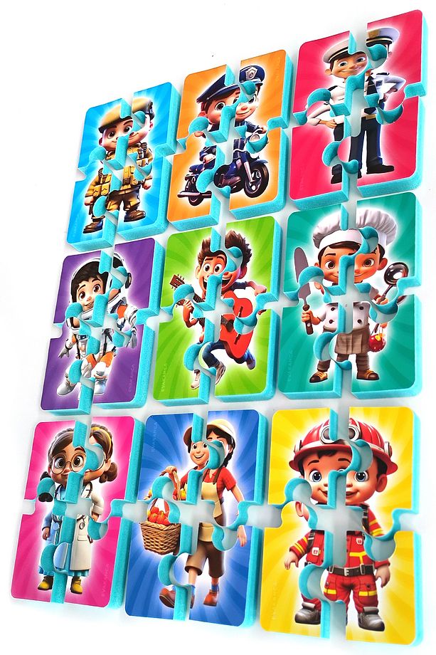 4 Parçalı 9 Adet Meslekler Kalın Çocuk Puzzle Yapboz - 3