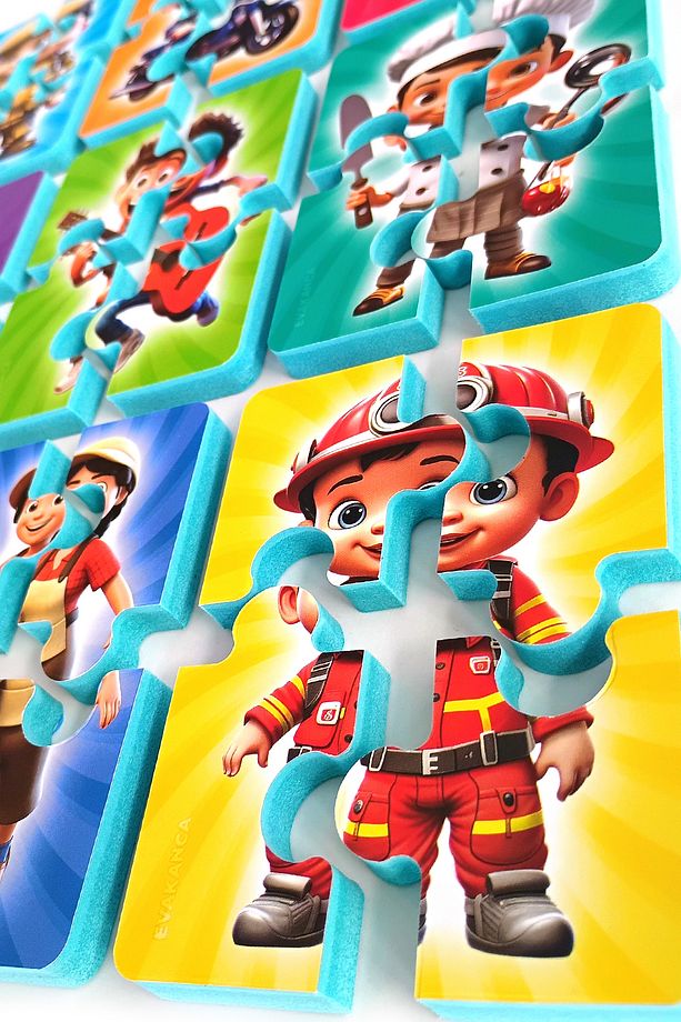 4 Parçalı 9 Adet Meslekler Kalın Çocuk Puzzle Yapboz - 4