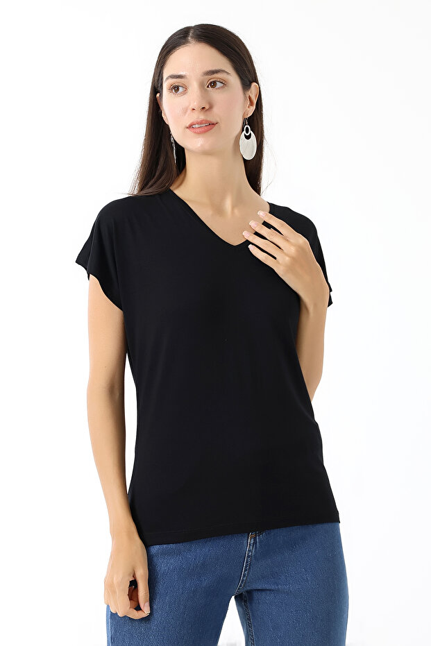 Дамска черна тениска - 4