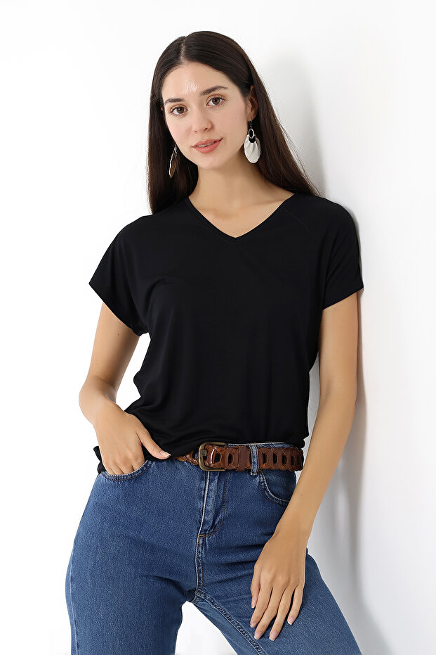 Дамска черна тениска - 2