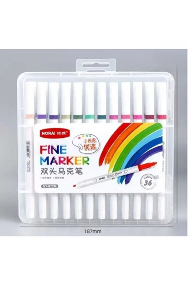 Andofis Çift Uçlu Sketch Marker Yıkanabilir Keçeli Kumaş Boya Kalemi 36'lı