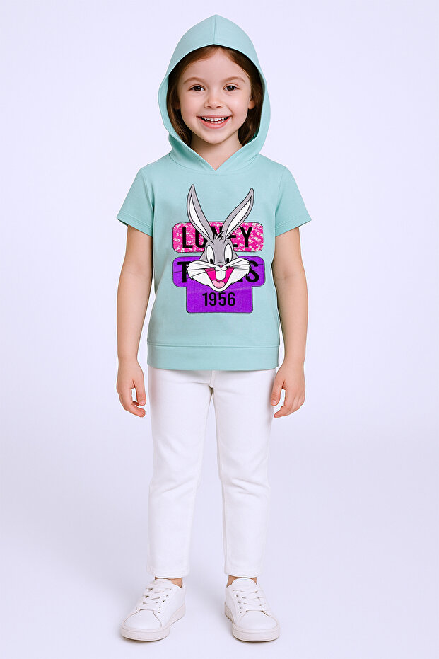Girl's T-Shirt with Rabbit Print A3