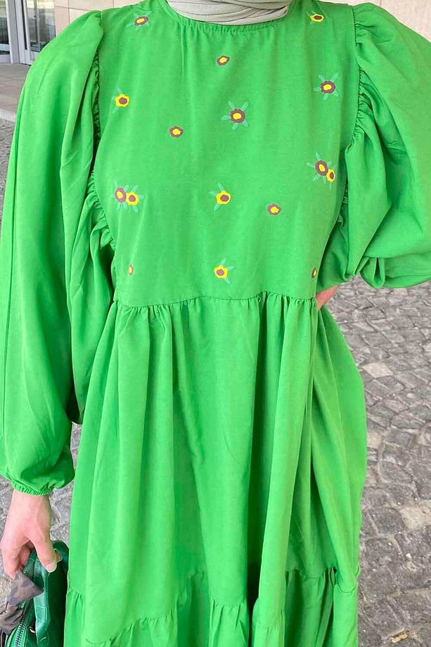 Yazlık Elica Elbise Yeşil - 3