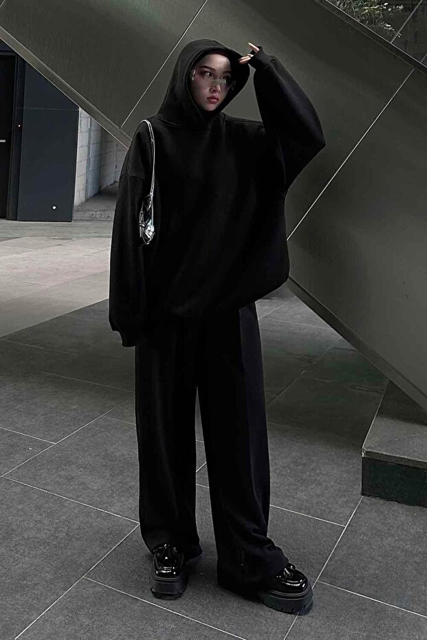 Hooded Casual Sweatshirt Black