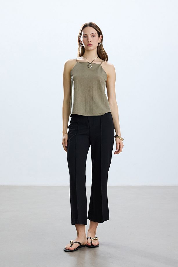 Siyah Flare Pantolon - 1