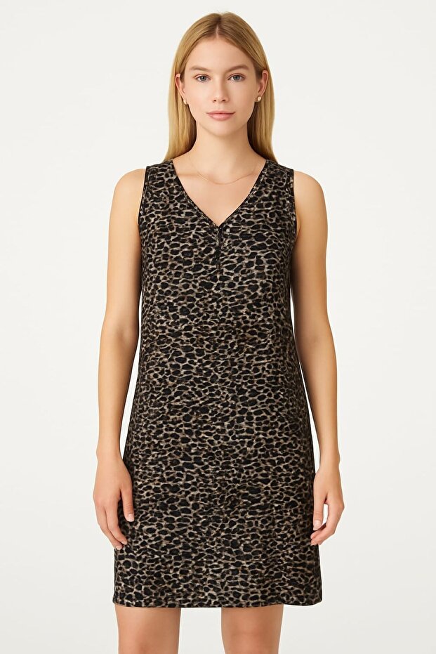 Leopard Print Sleeveless Women's Dress