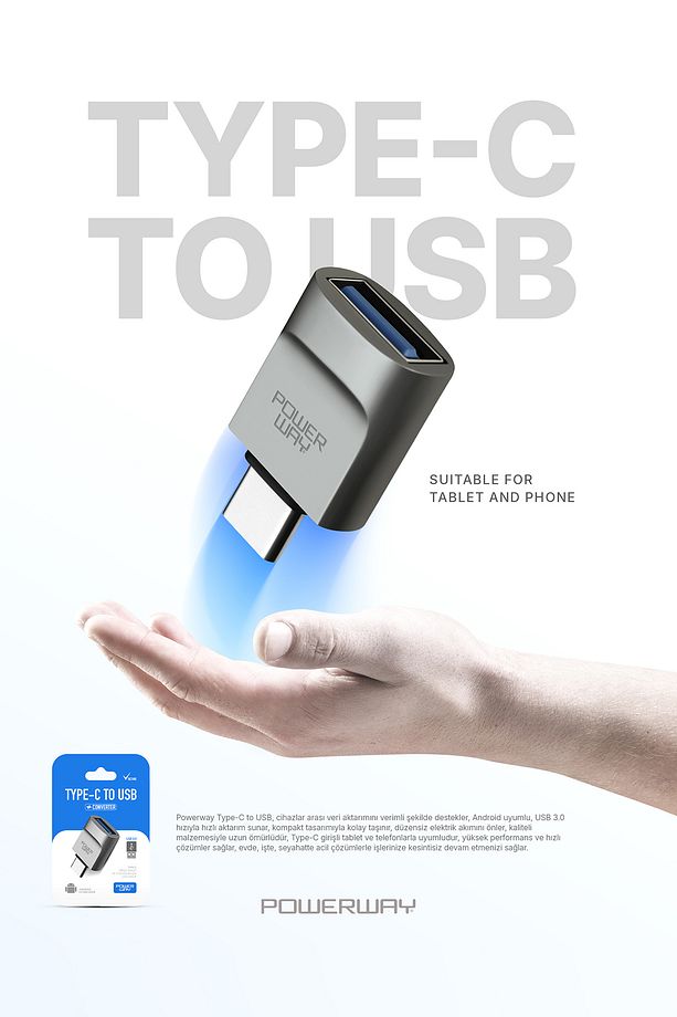 Type-c To Usb 3.0 (YÜKSEK HIZLI) Veri Aktarımı Otg Çevirici Dönüştürücü Adaptör - 4