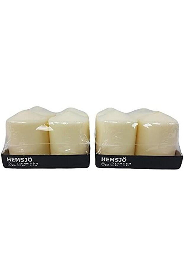 Hemsjö White Pillar Candles – 8-pack (2 SETS) Unscented, Long-lasting, Drip-free Candles