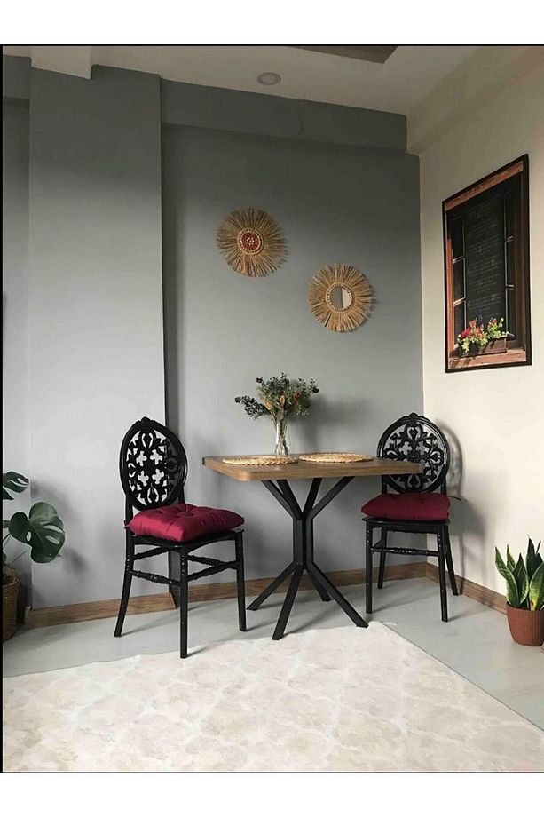 MUTFAK CAFE BALKON BAHÇE RESTORAN YEMEK MASASI METAL AYAK 80CM - 6