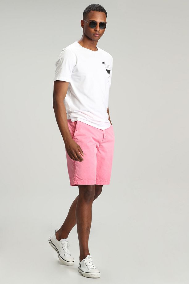 Zegler Spor Erkek Chino Şort Slim Fit Pembe - 4
