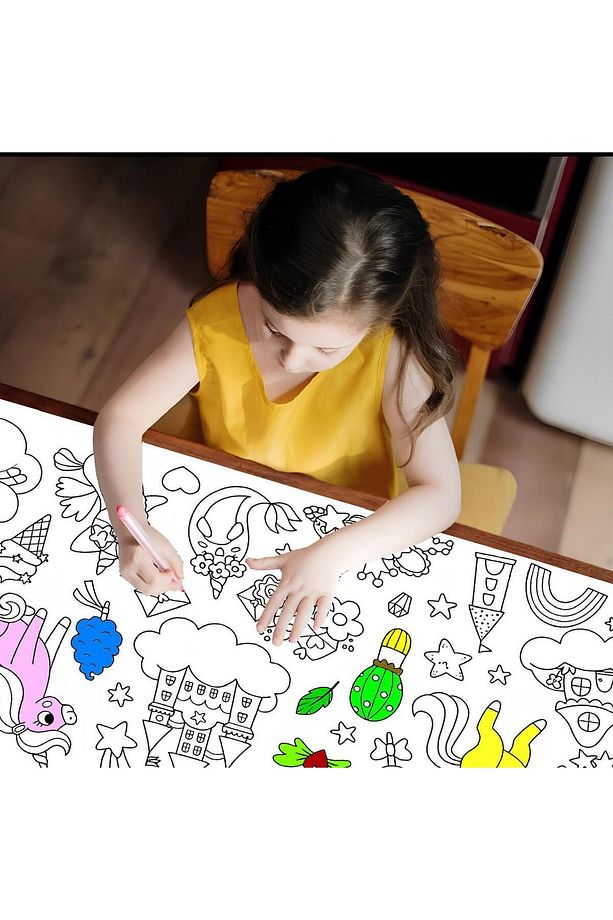 Unicorn Temalı Dev Boyama Kağıdı 2,5 Metre Rulo Boyama Kağıdı - Çocuk Eğitici Boyama - 4