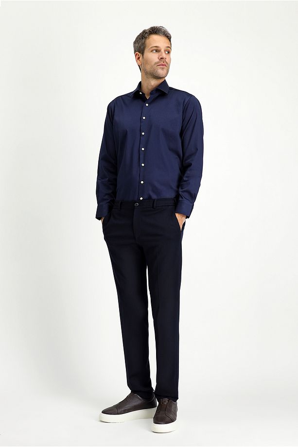 Techno-Line Slim Fit Dar Kesim Likralı Örme Klasik Kumaş Pantolon - 3