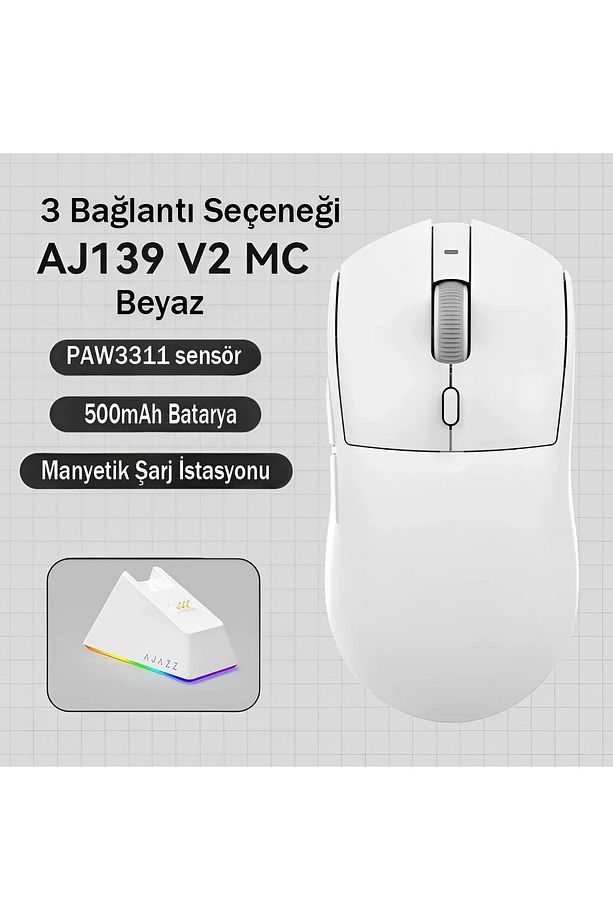 Aj139 V2 Mc 12.000 Dpı Paw3311 Ultra Hafif 3 Modlu Oyuncu Mouse - 500mah Batarya - 6