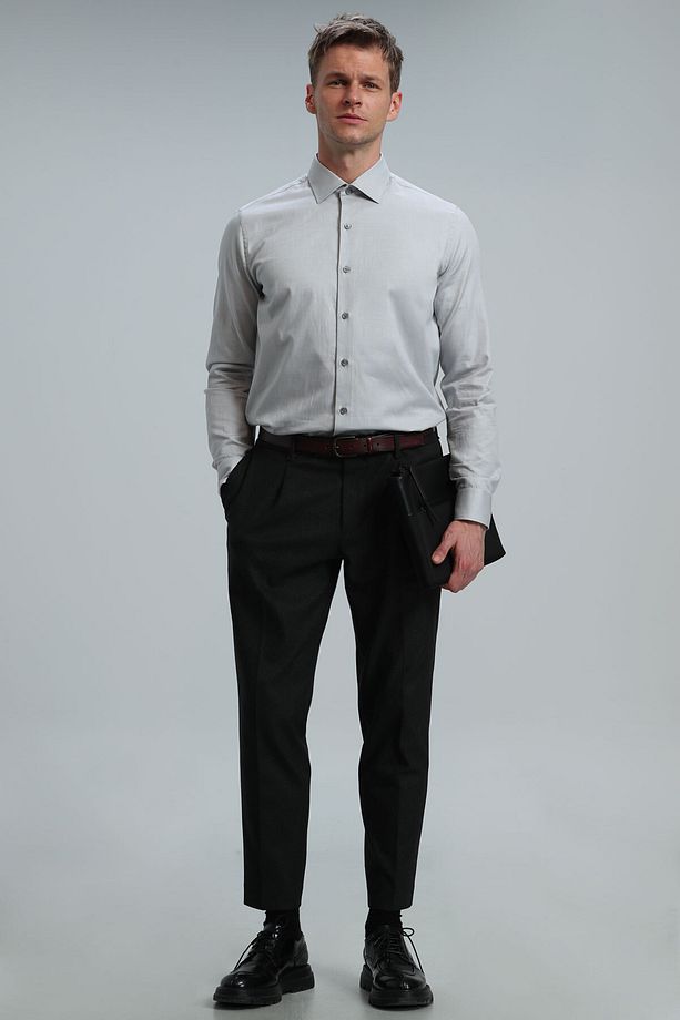 Danıel Erkek Basic Gömlek Slim Fit Gri - 2