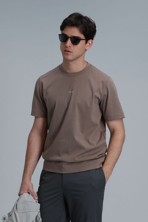 Antony Modern Grafik T- Shirt Deve Tüyü - 5