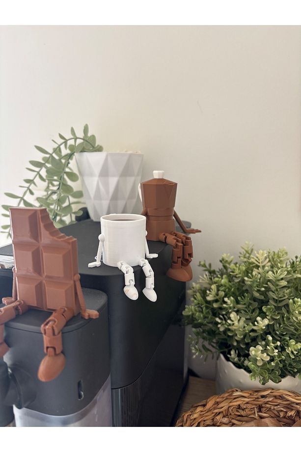 Sevimli Kahve Köşesi 4’lü Biblo Seti - Çikolata -kahve- Moka Pot - Kupa Dekoratif Obje - 2