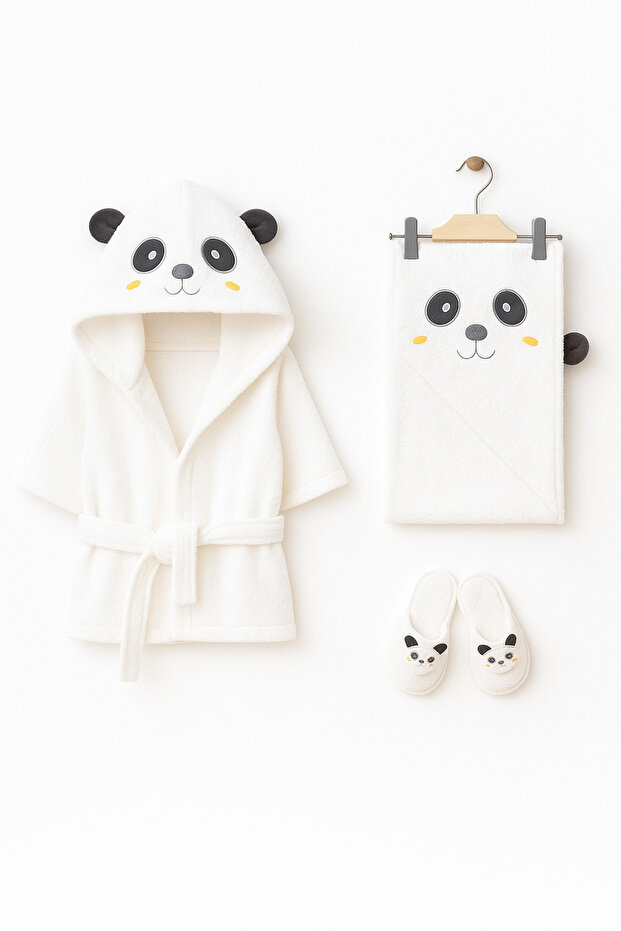 Sevimli Panda Pamuklu Bornoz - 2