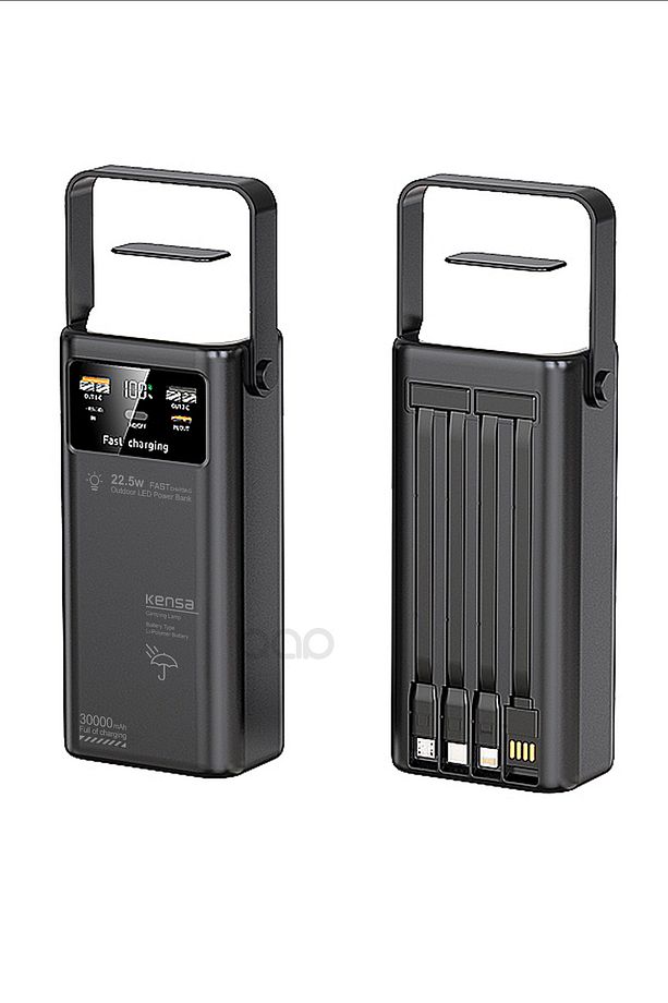 30000 Mah Kendinden Kablolu Led Fener Kamp 22.5 Watt Süper Hızlı Powerbank Iphone Ve Android Uyumlu - 6