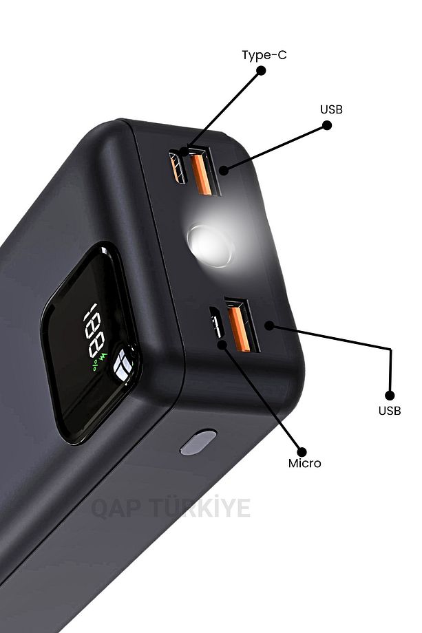 50000 Mah Pd 22,5w Kendinden Kablolu Hızlı Şarj Power Bank Turbo Hızlı Fener Özellikli Kamp - 2