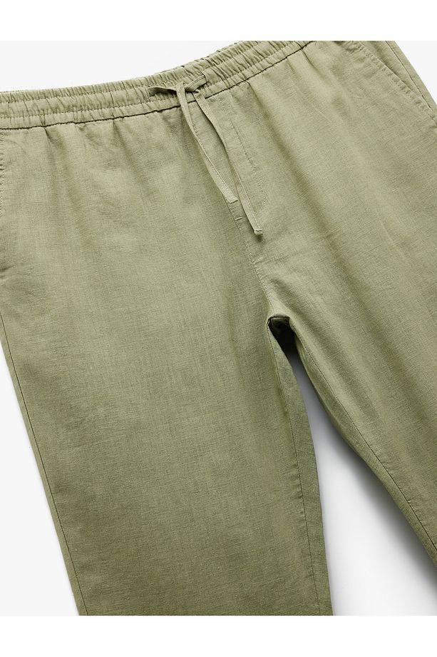 Cep Detaylı Regular Fit Beli Bağcıklı Yazlık Pantolon - 5
