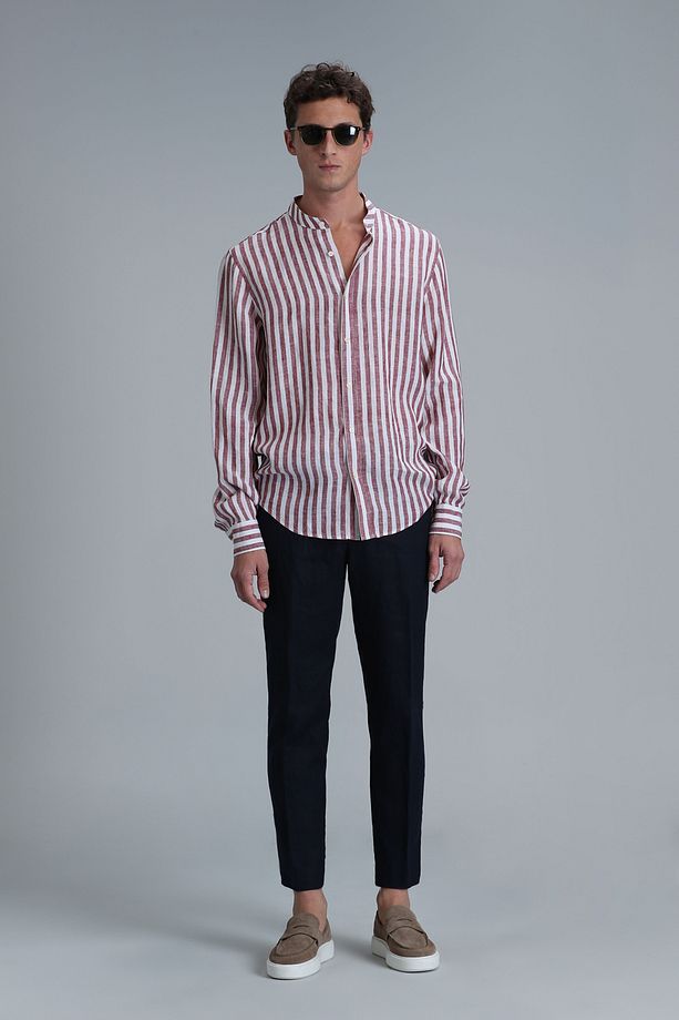 Fast Erkek Basic Gömlek Comfort Fit Bordo - 4