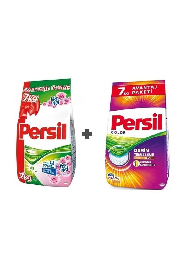 Toz Çamaşır Deterjanı Gülün Büyüsü + Persil Expert Color 7 kg 46 yıkama Mix 2 li - 1