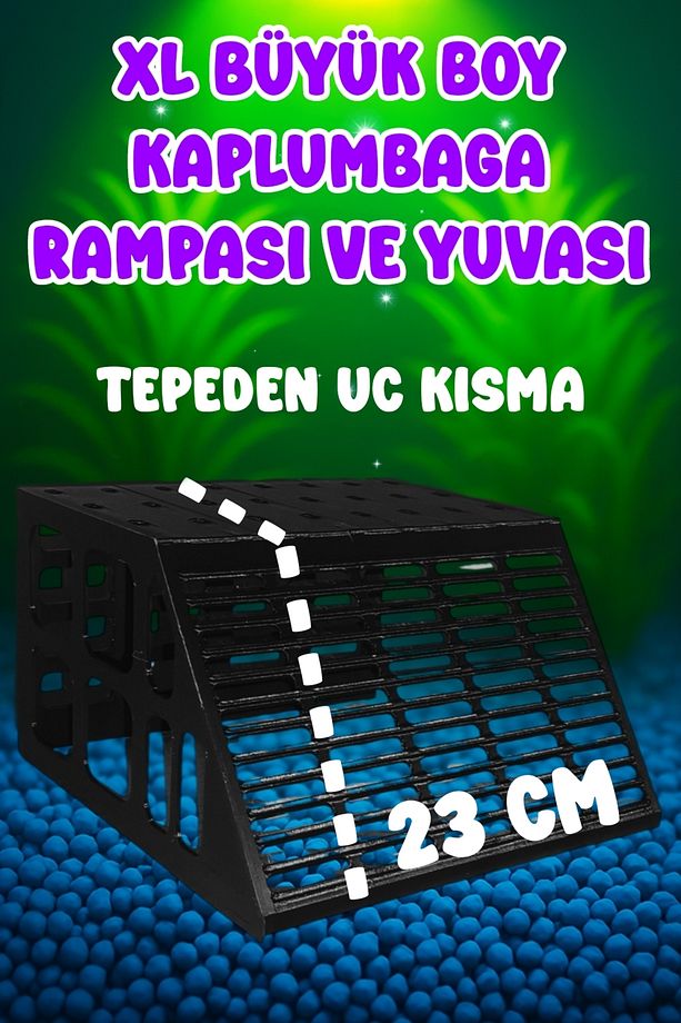 XL Kaplumbaga Rampası ve Yuvası ( Pembe ) Kaplumbağa Platformu Kaplumbaga Kayası - 6