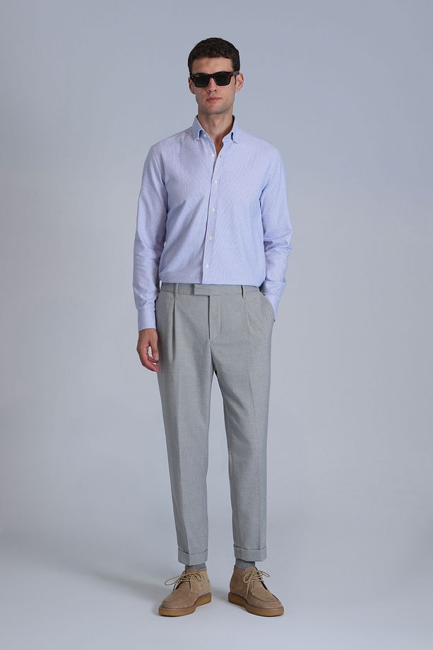 Frederik Erkek Basic Gömlek Slim Fit Açık Mavi - 2