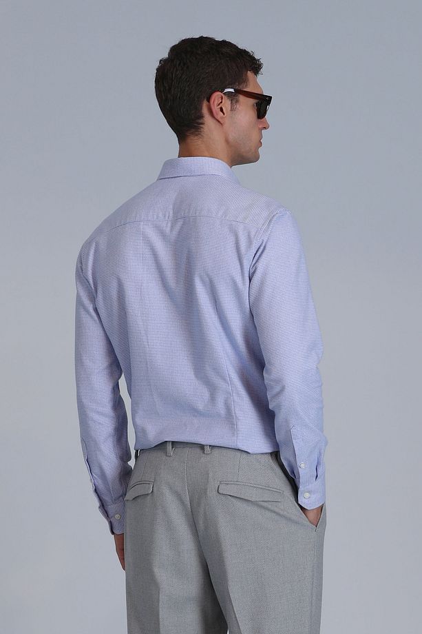 Frederik Erkek Basic Gömlek Slim Fit Açık Mavi - 6
