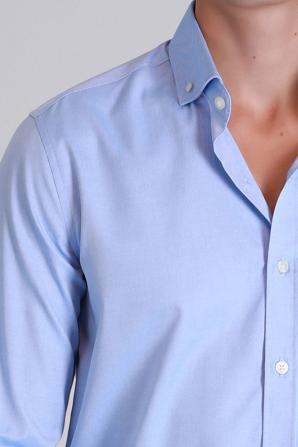 Danıel Erkek Basic Gömlek Slim Fit Mavi - 3