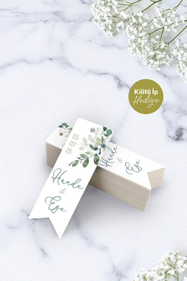 Binbir Güzel An Düğün, Kına Gecesi, Nişan Vb. Hediyelik Flama Etiket (35 ADET - 6X2 CM) - Kilitli Ip Hediyeli