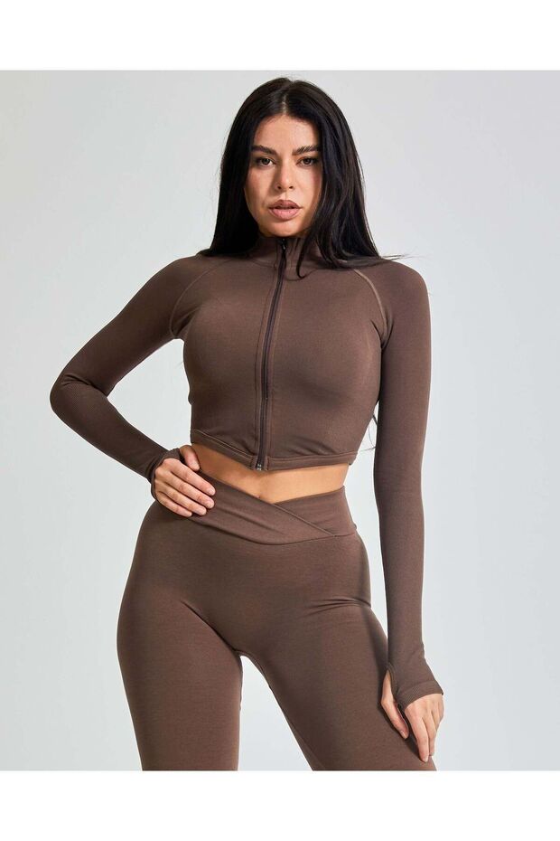 Shape Zip Ceket - Cappuccino - 2