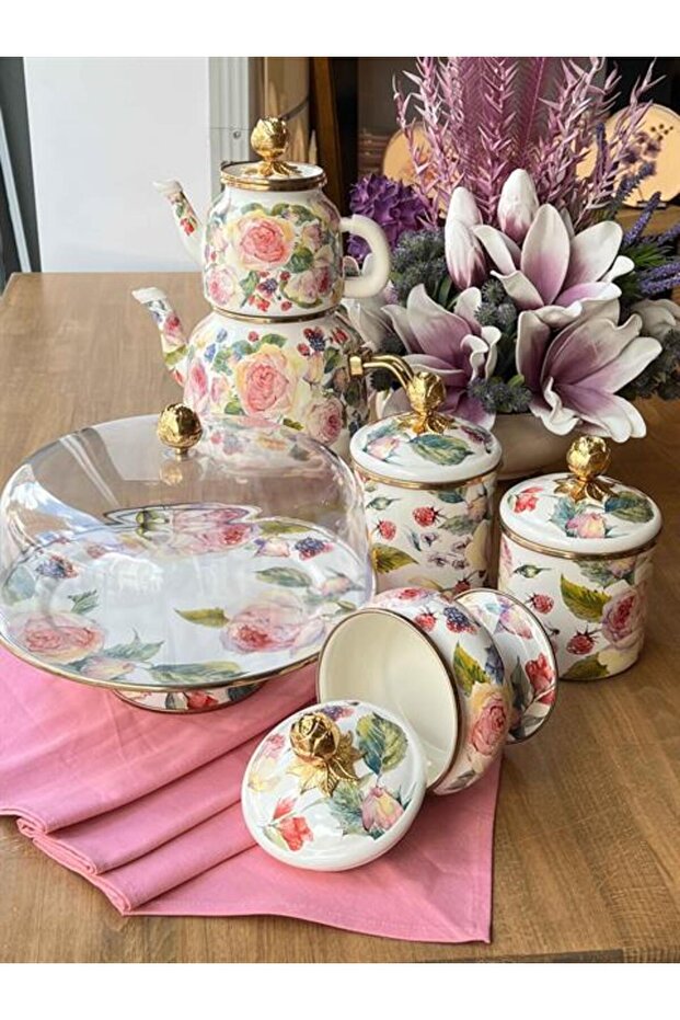 Rose Emaye Mutfak Seti 5 Parça - 3