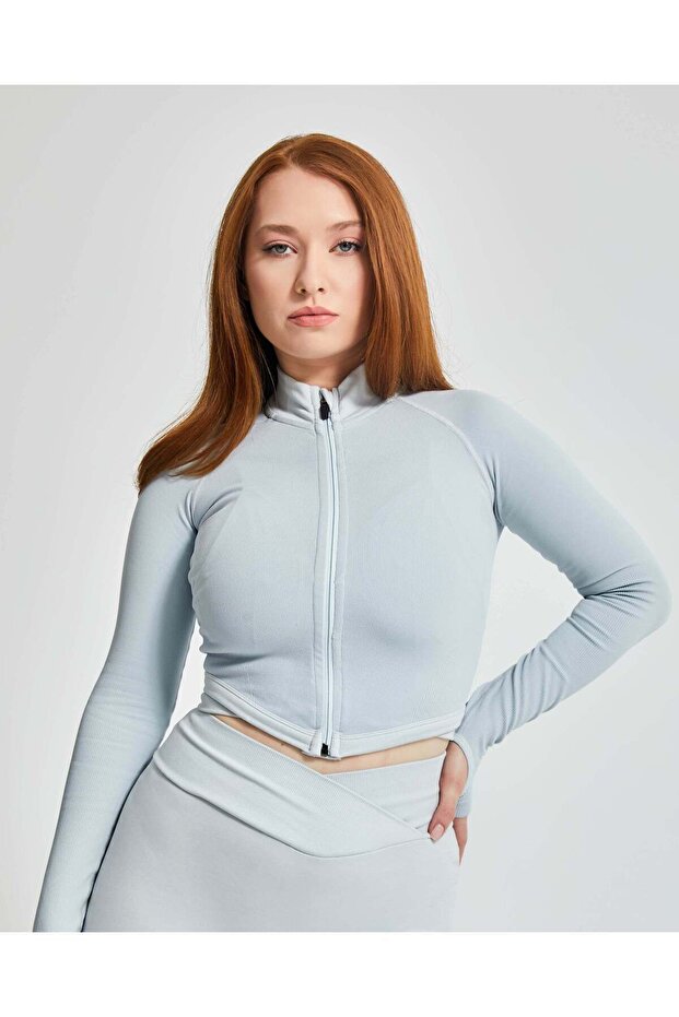 Shape Zip Ceket - Buz Grisi - 1