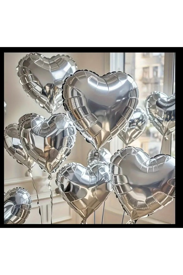 Heart Foil Balloon 5 Pieces 45 cm Silver Color