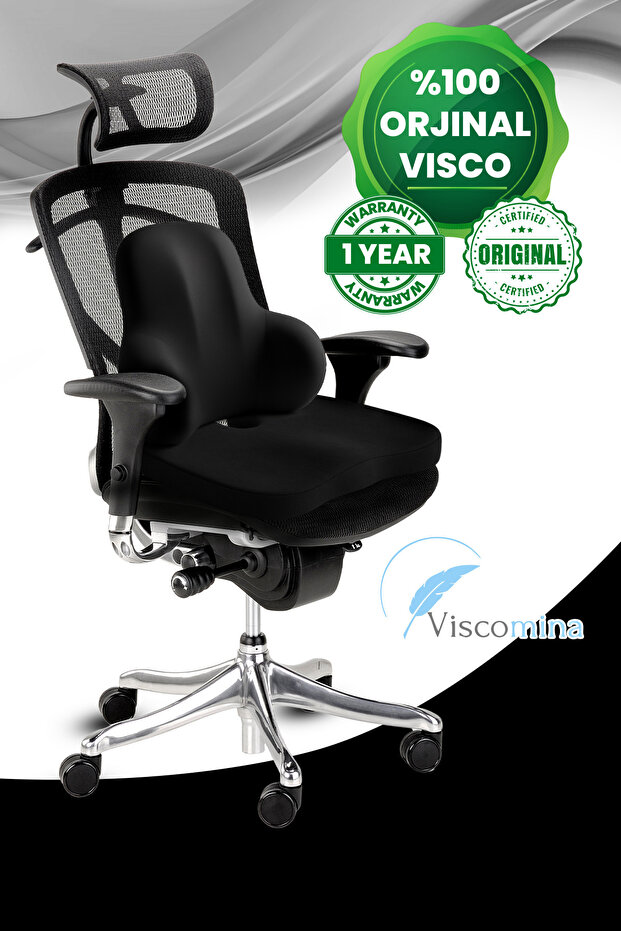 Visco Office Chair Cushion Set Orthopedic Lumbar and Sitting Support Comfort Pillow for Office